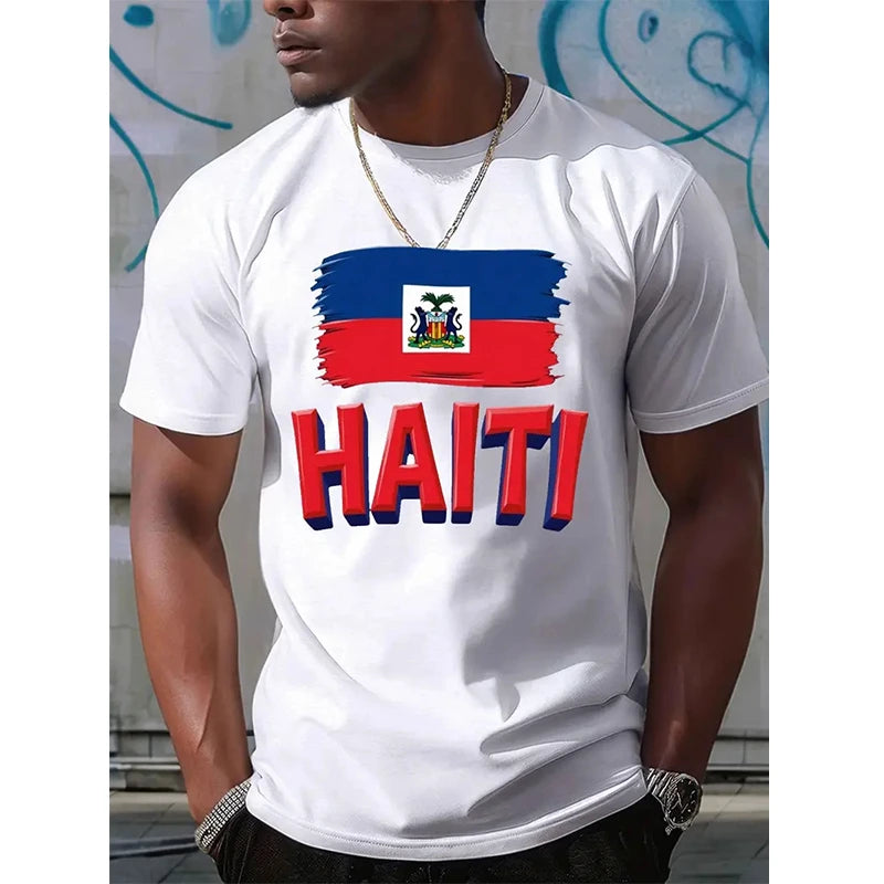 Haiti Football T Shirts Men's Sports T-shirts Haitian Flag Street Oversized Tops Unisex Casual Graphic Tees Tops Y2k Mens Gifts