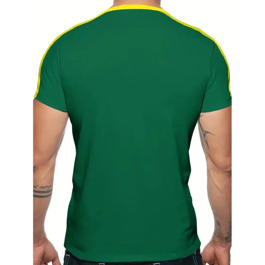 Brazilian Style Casual Men's Short Sleeve T-Shirt 3D Printed Crew Neck Pullover for Summer Outdoor Activities and Daily Wear