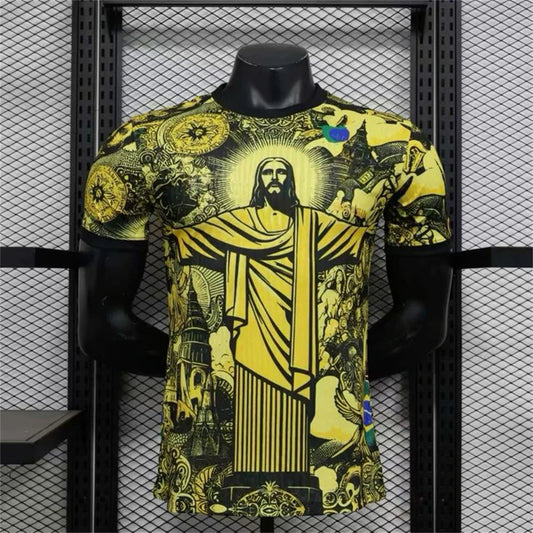 Summer Brazil Special Edition Jesus Black Grey Football Jersey Men's Tshirt Women Top Tee Adult Children's Parent Child T shirts