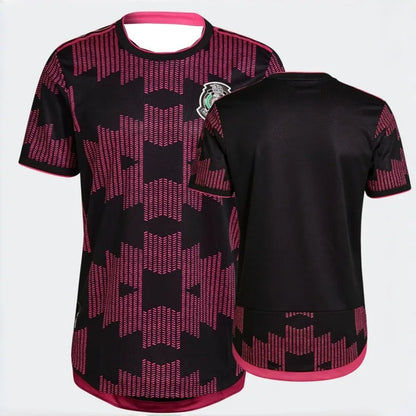 Mexico National Team Pink Green Black Geometric Print Pattern Soccer Jersey Men's Breathable Football Shirt Fan Sportswear