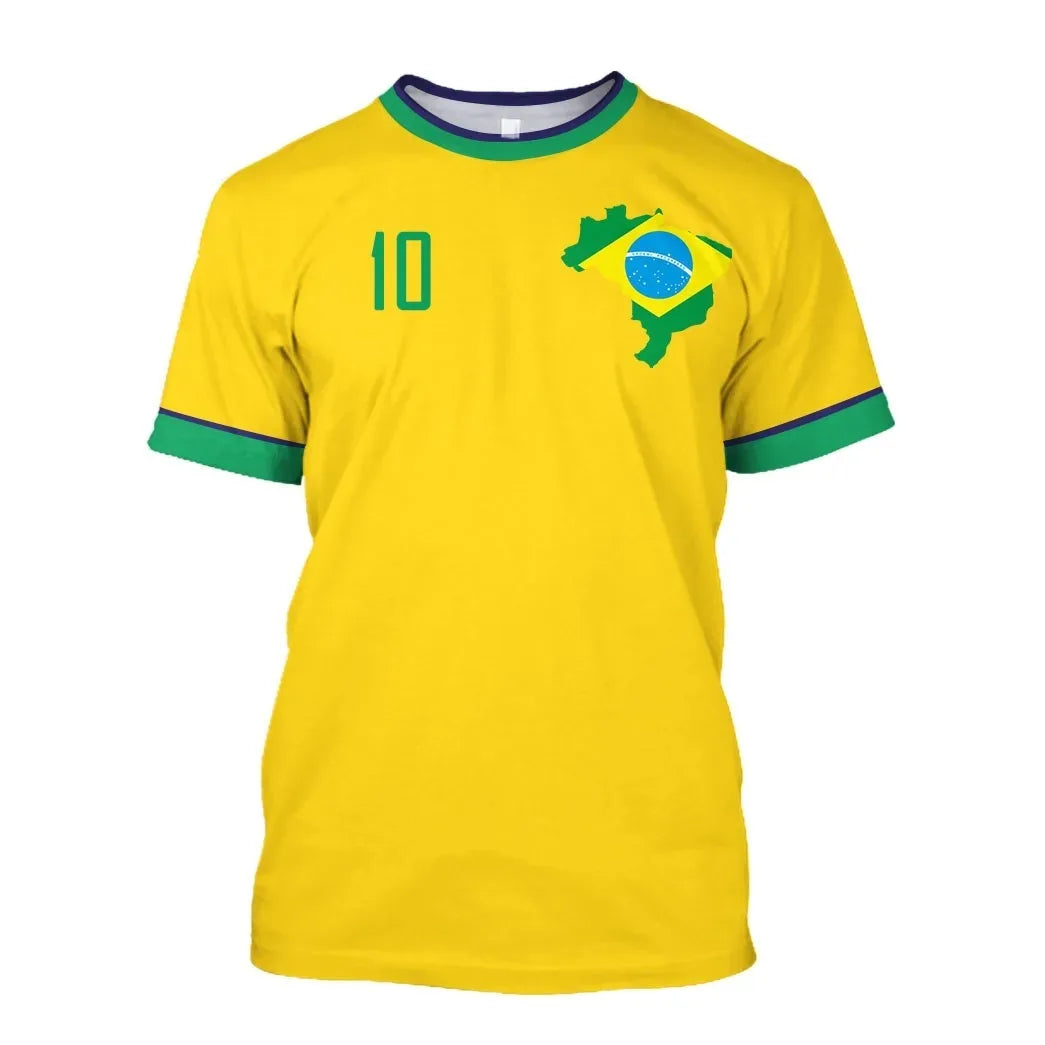 2026 New Brazil Football Jersey T Shirt Brazilian National Team Shirt O Neck Oversized Casual Streetwear Men's Apparel