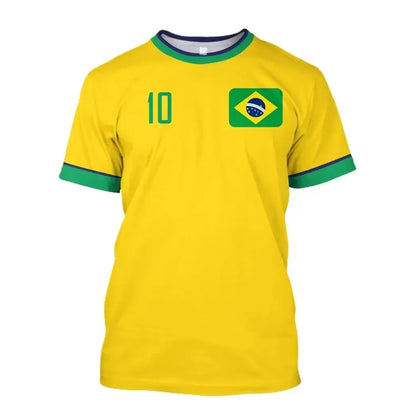 2026 New Brazil Football Jersey T Shirt Brazilian National Team Shirt O Neck Oversized Casual Streetwear Men's Apparel