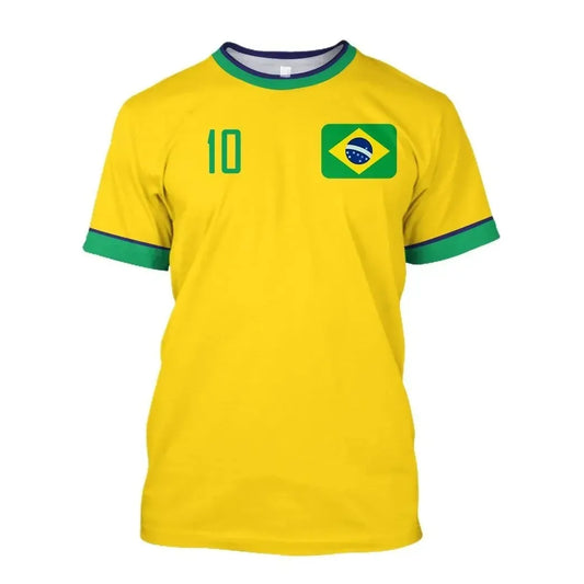 2026 New Brazil Football Jersey T Shirt Brazilian National Team Shirt O Neck Oversized Casual Streetwear Men's Apparel