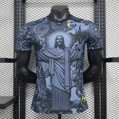 Summer Brazil Special Edition Jesus Black Grey Football Jersey Men's Tshirt Women Top Tee Adult Children's Parent Child T shirts