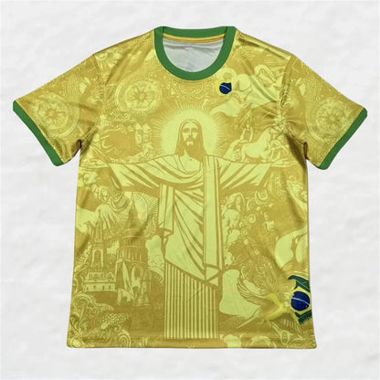 Summer Brazil Special Edition Jesus Black Grey Football Jersey Men's Tshirt Women Top Tee Adult Children's Parent Child T shirts