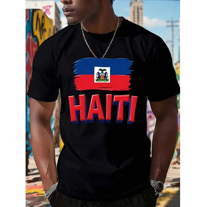 Haiti Football T Shirts Men's Sports T-shirts Haitian Flag Street Oversized Tops Unisex Casual Graphic Tees Tops Y2k Mens Gifts