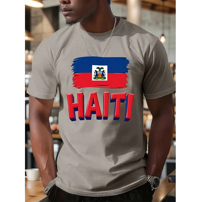 Haiti Football T Shirts Men's Sports T-shirts Haitian Flag Street Oversized Tops Unisex Casual Graphic Tees Tops Y2k Mens Gifts