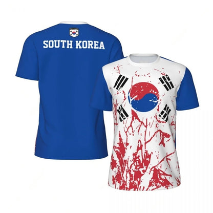 South Korea Flag Football T Shirts For Men Fashion Summer National Emblem 3D Printed Jersey Casual Quick Dry Breathable Tees Top